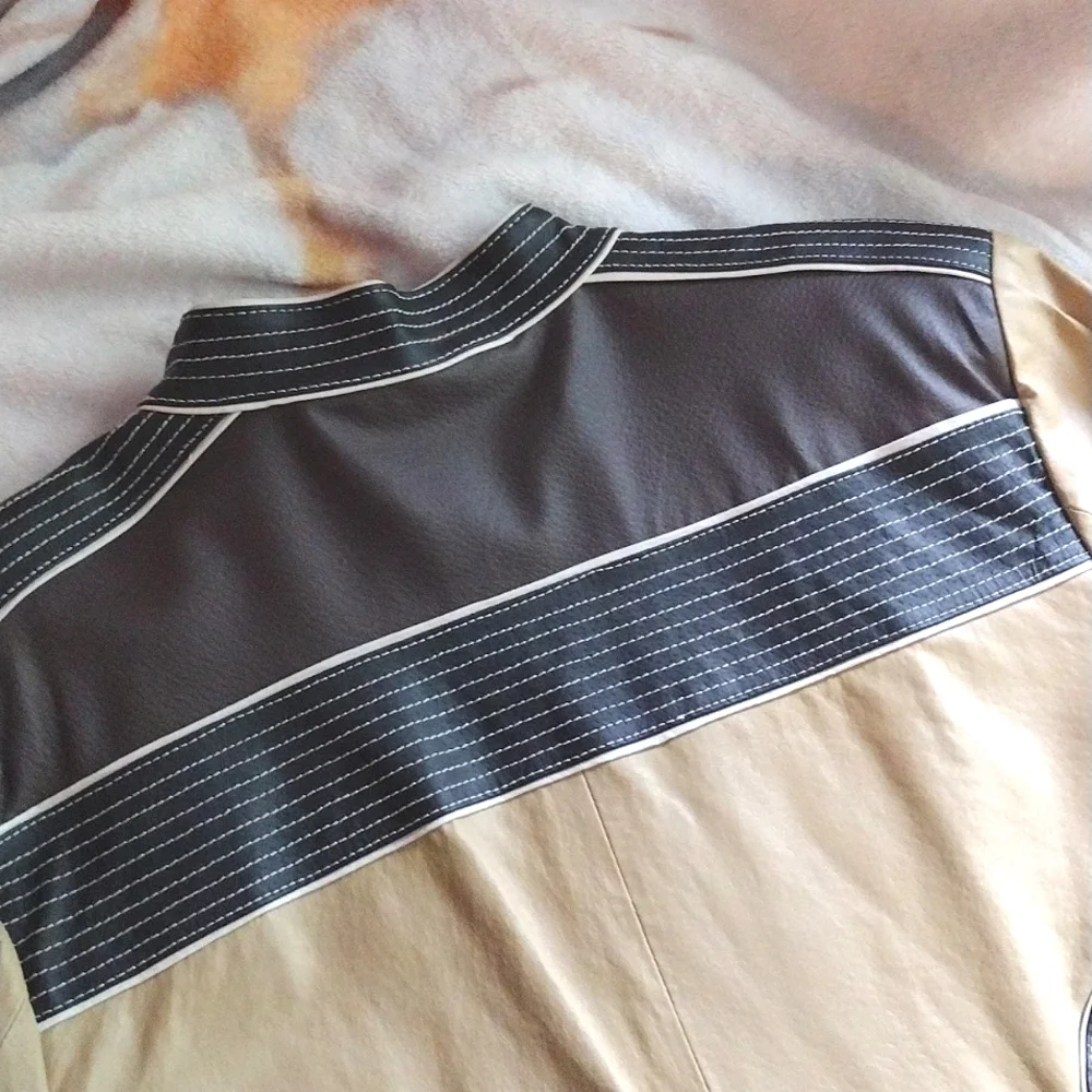 Pamela McCoy color block leather moto jacket - Picture 8 of 11